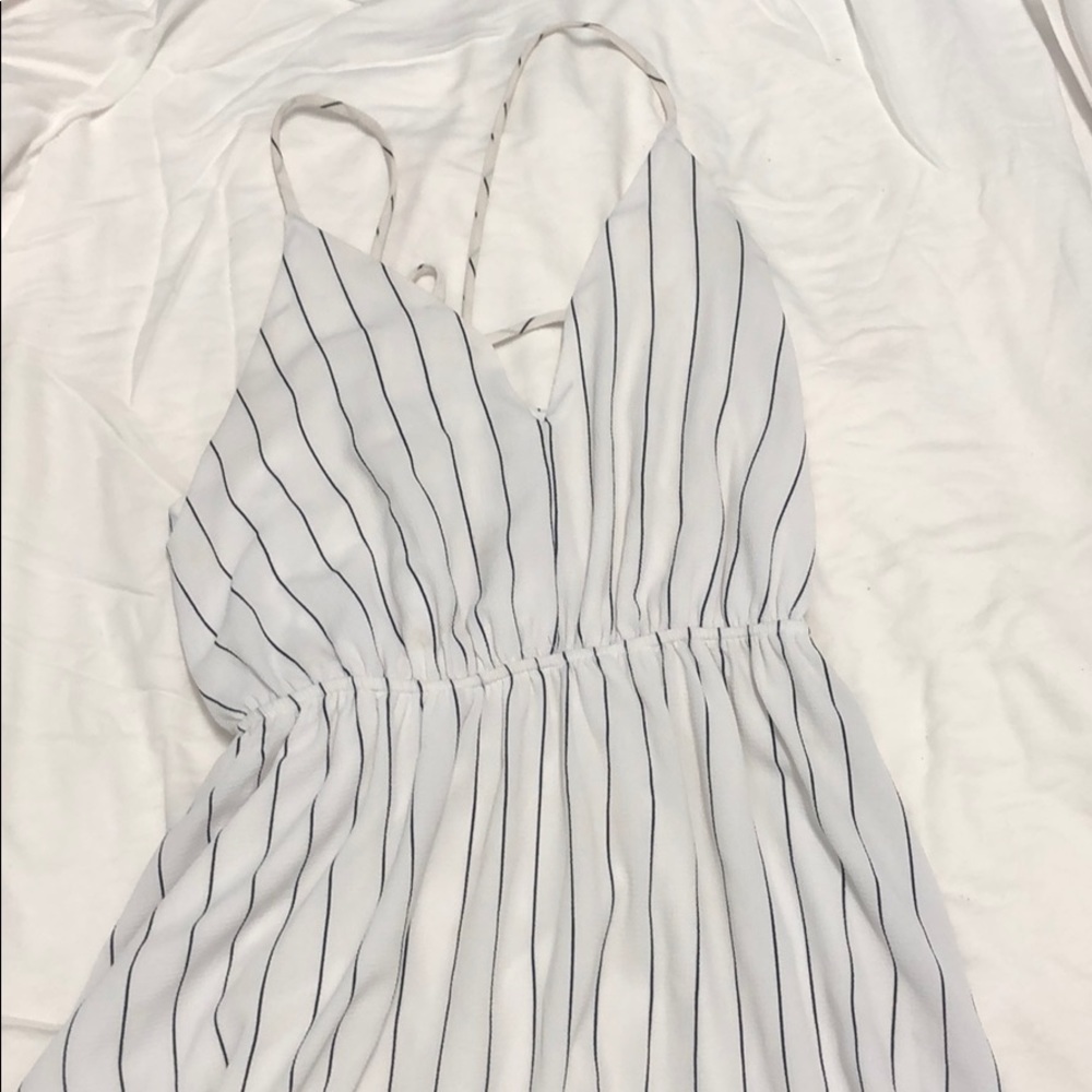 White pinstriped dress
